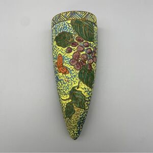 Vintage Japan Tokanabe Ceramic Floral Wall Hanging Plaque Pocket Art Deco
